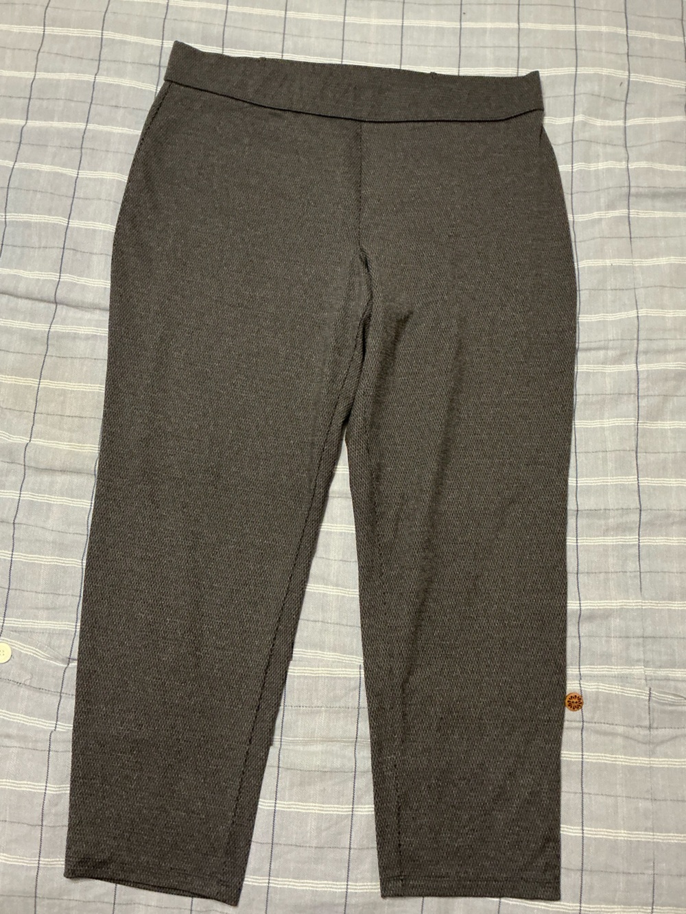 Talbots Navy and Grey Textured Straight Leg Comfort Pants in XL Petite